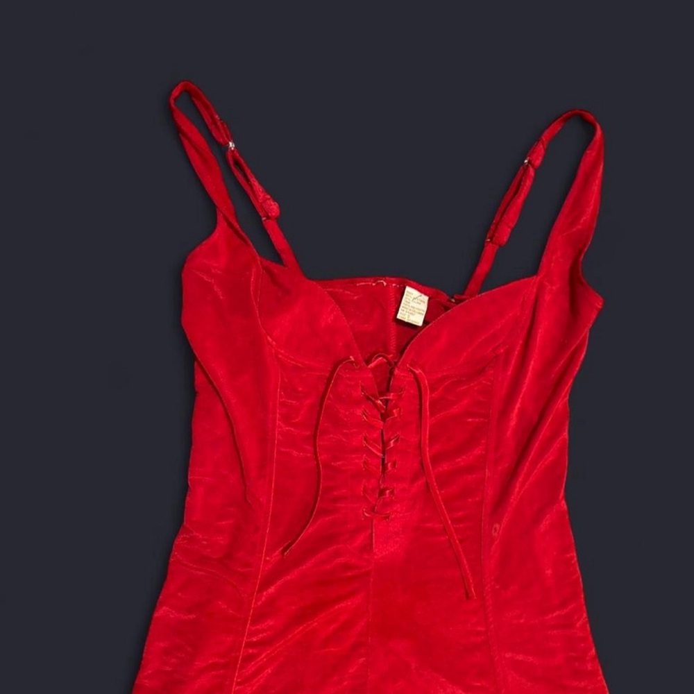 Red Lace-Up Dress